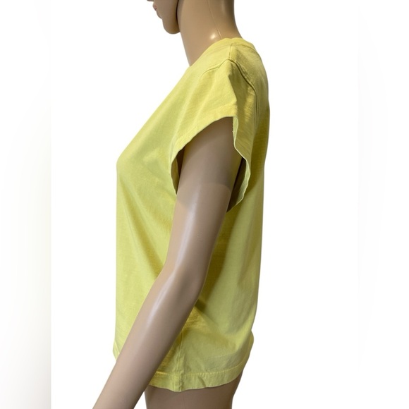 Agolde Green and Yellow Boxy Cuffed Sleeve T-Shirt - Picture 2 of 4